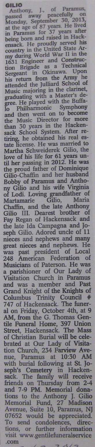 Anthony J. Gilio Obituary